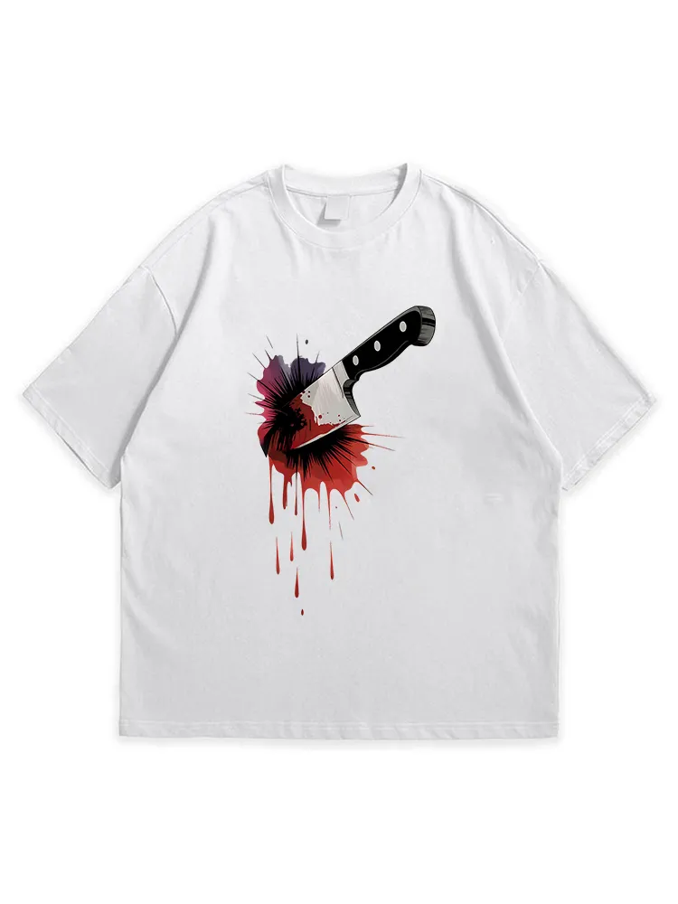 Men'S Halloween Abstract Art  Loose Simple Round Neck  T-Shirt