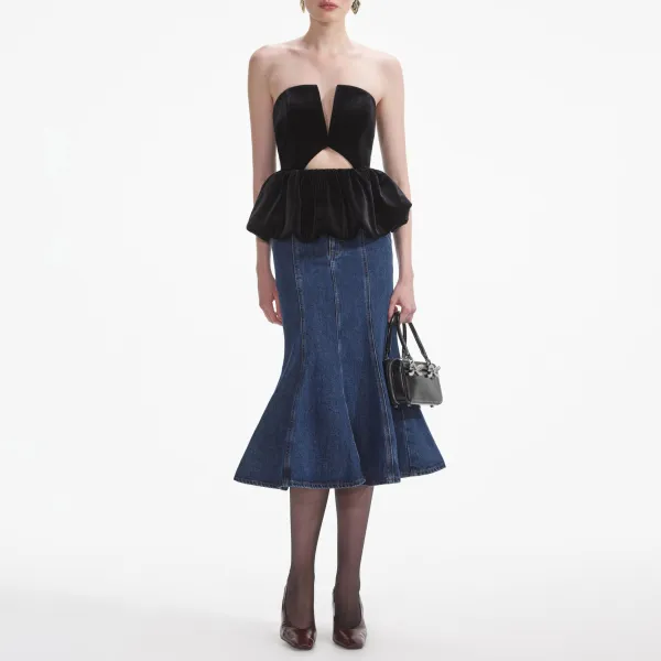 Black Velvet Bandeau Top