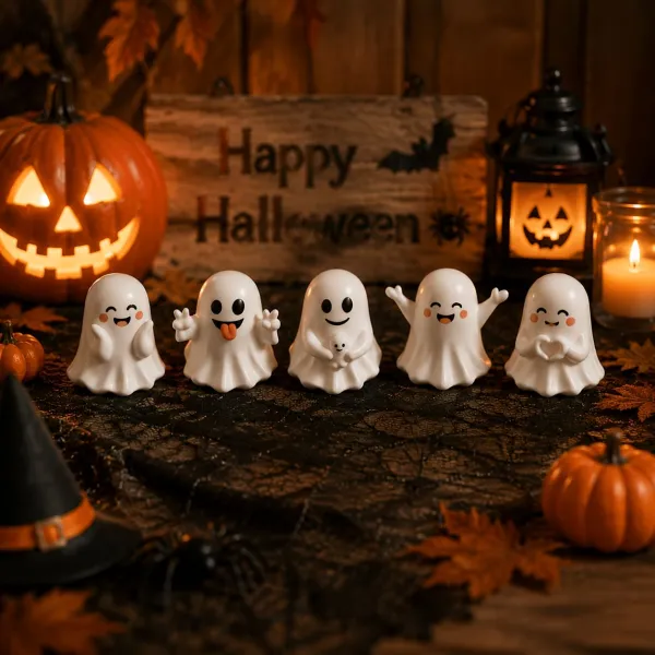 5Pcs Halloween Funny Ghost Figurines And Creative Desktop Decorations