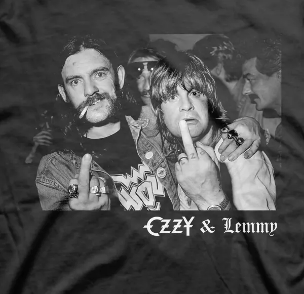 Ozzy & Lemmy Hellraisers Mens Black Short Sleeve T Shirt Heavy Metal Vintage Style Graphic Tees