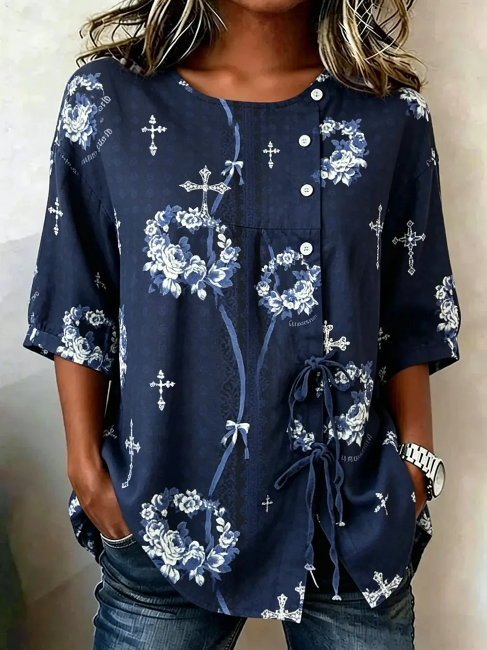 Women'sFloral Faith Print Casual Shirt