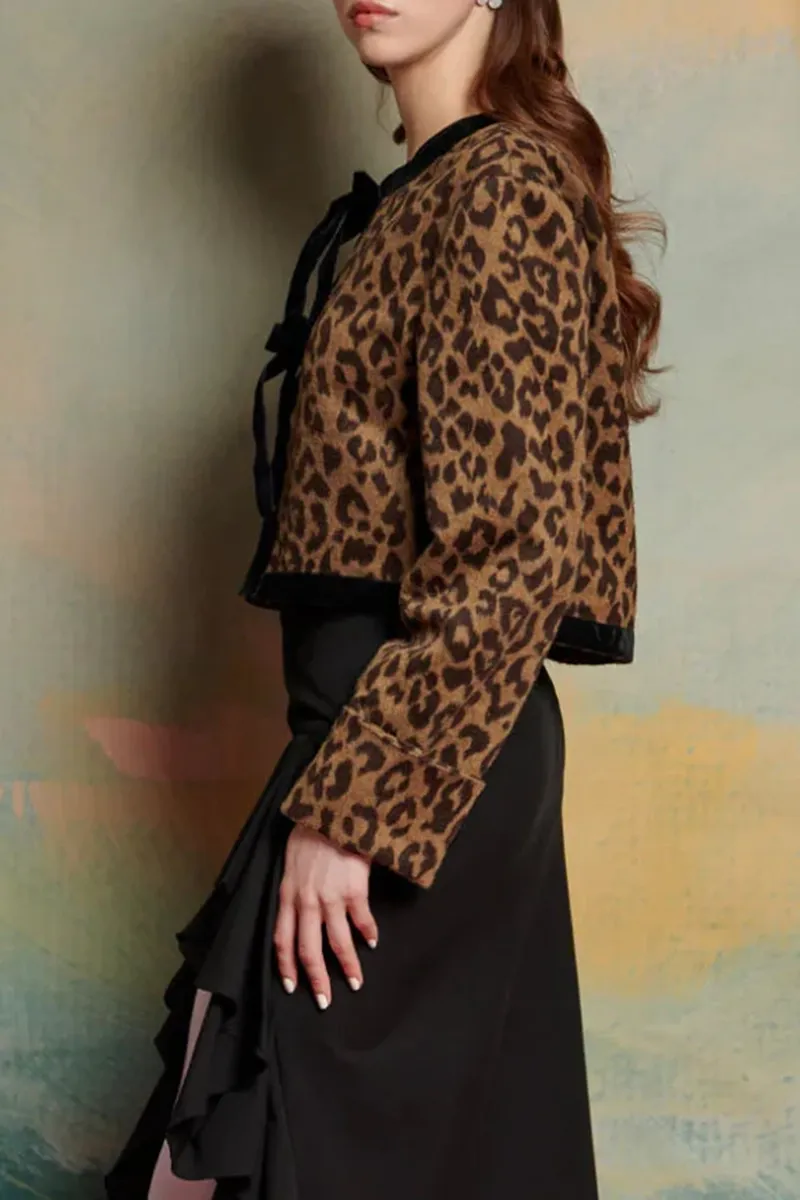 Leopard Crew Neck Cardigans