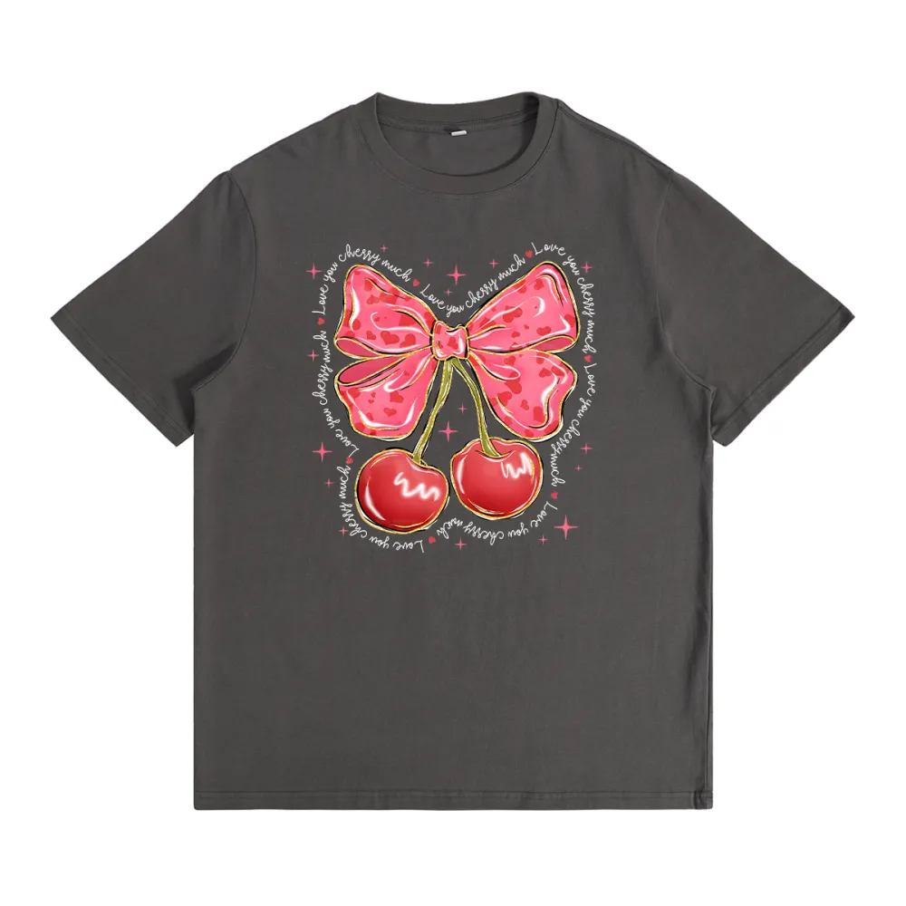 Love You Cherry Much Pink Coquette Heart T-shirt