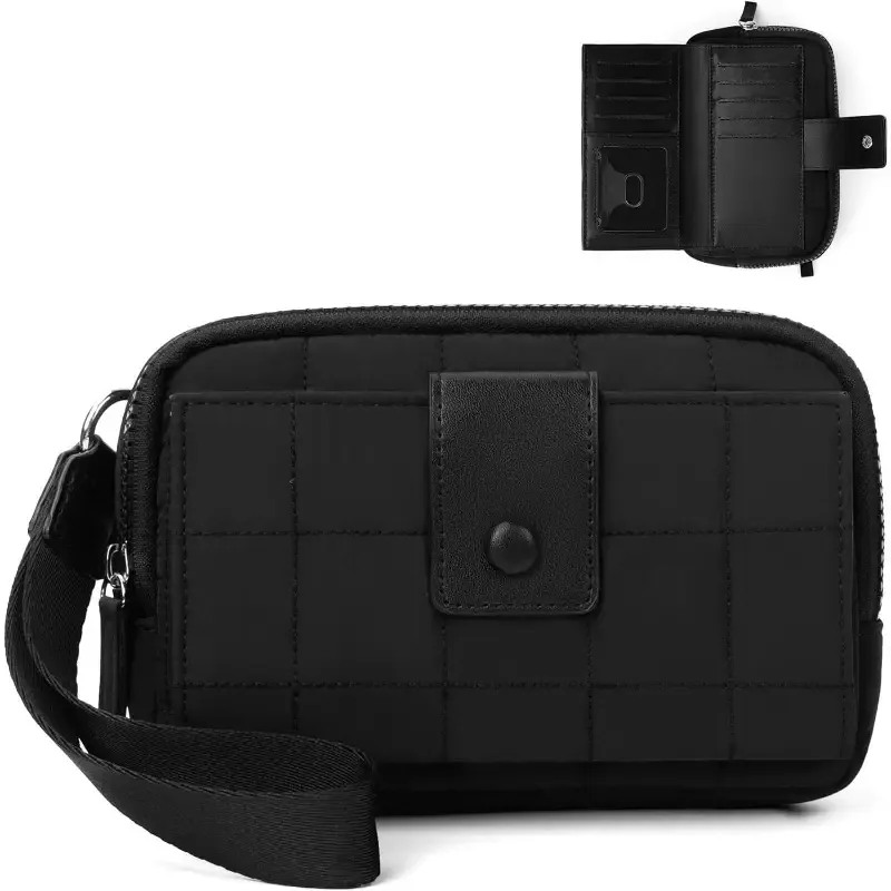 Black Women'S Quilted Phone Organizer Purse
