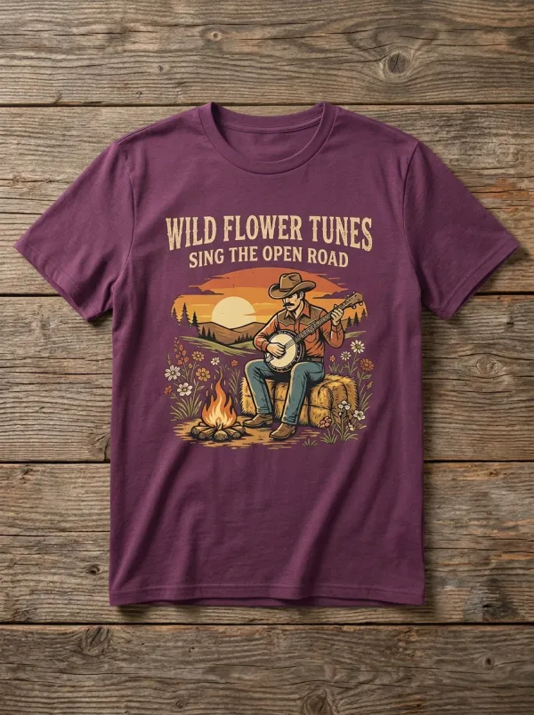 Banjo Campfire Unisex Country Music Crew-Neck T-Shirt