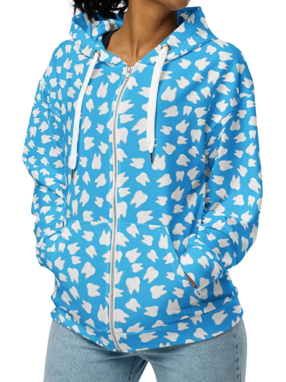 Tooth Print Zip Up Hoodie