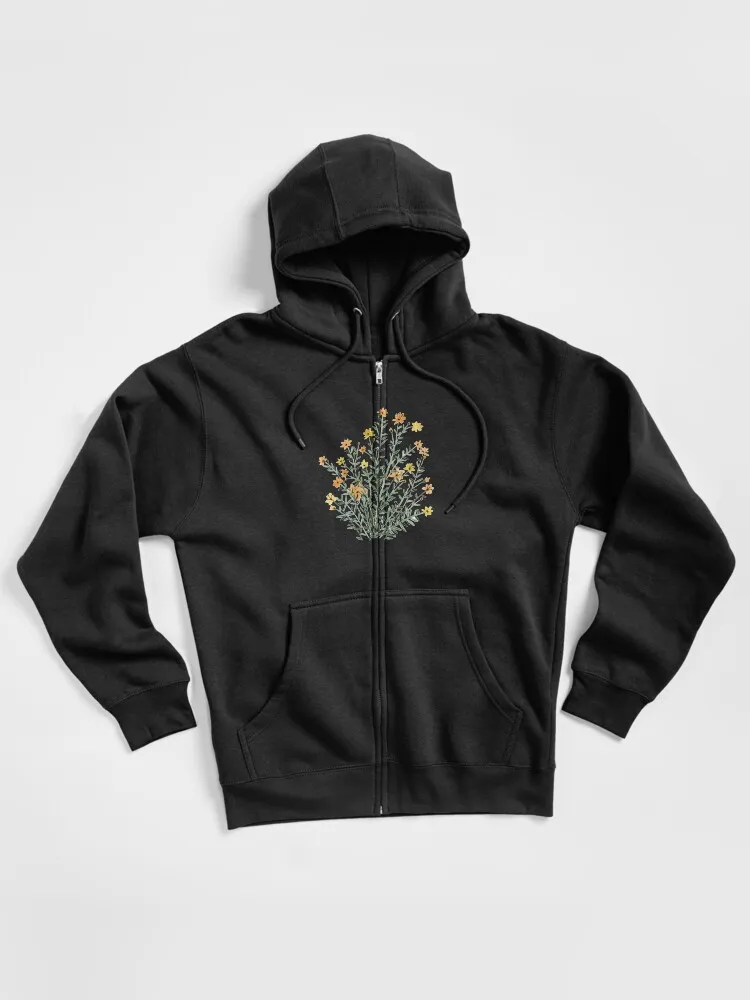 Yellow Floral Sun Flower Zipped Hoodie