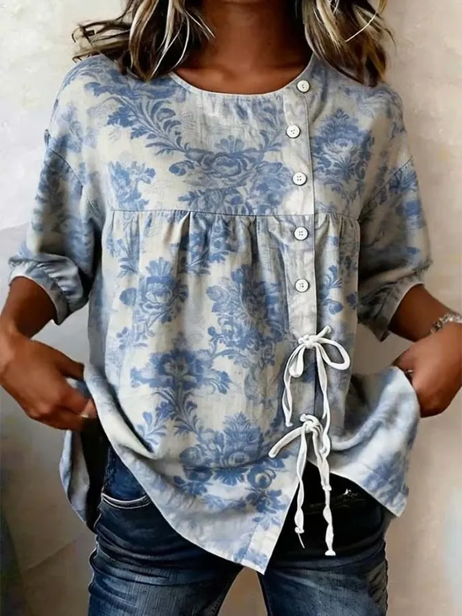 Women's Casual Retro Printed Shirt