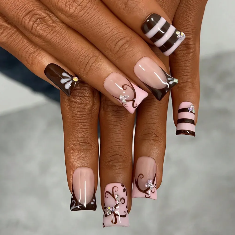 Nailhour 10Pcs Handmade Medium Duck Y2K Duck Billed Pink Press On Nails