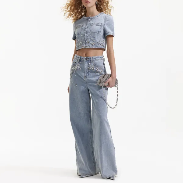 Blue Embellished Jeans
