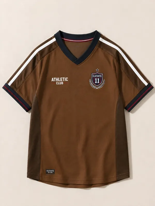 Men's Athletic Club 11 Shield Printed V-Neck Jersey Shirt