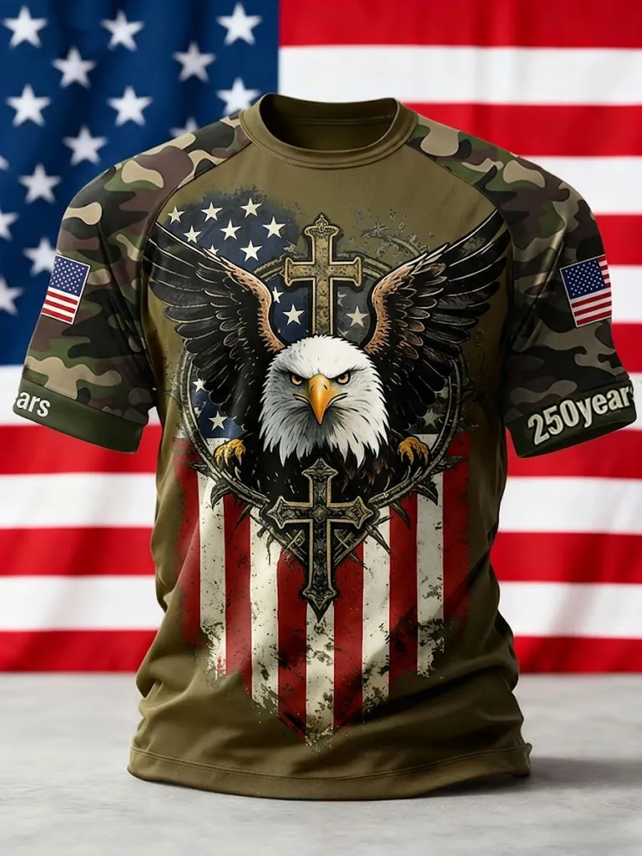 Men's America 250th Anniversary Art Print Casual T-Shirt