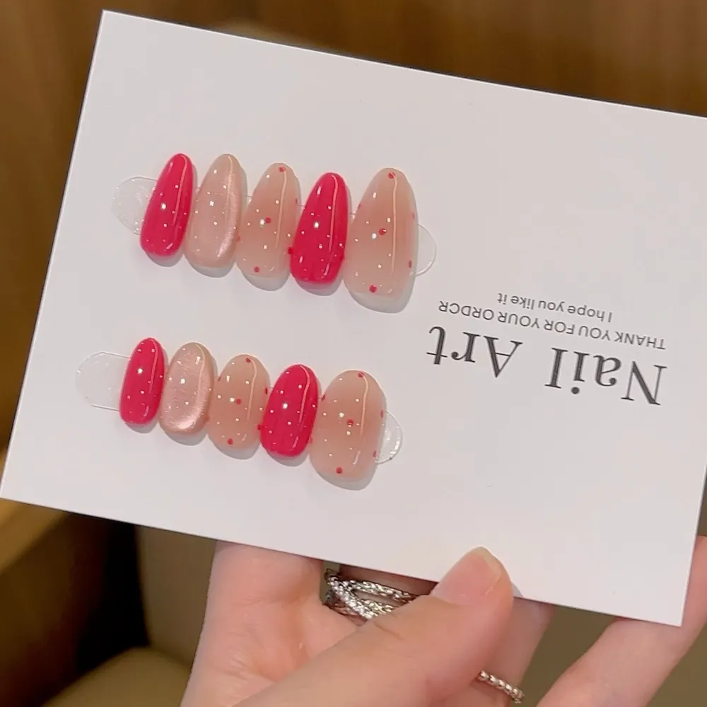 Nailhour 10Pcs Minimalist Vintage Cat Eye Medium Oval Press On Nails