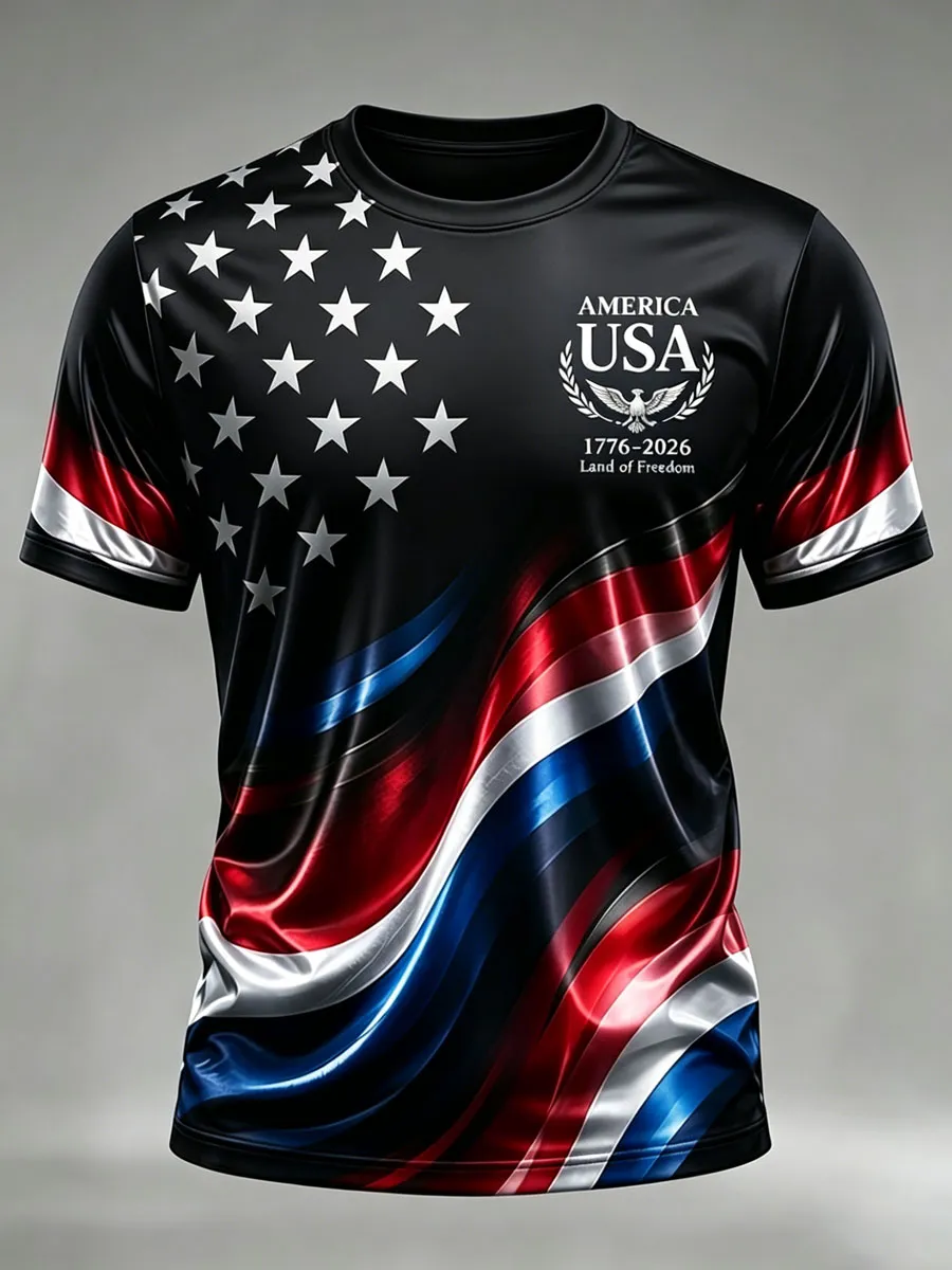 Men'S Retro 250Th Anniversary American Short-Sleeve T-Shirt