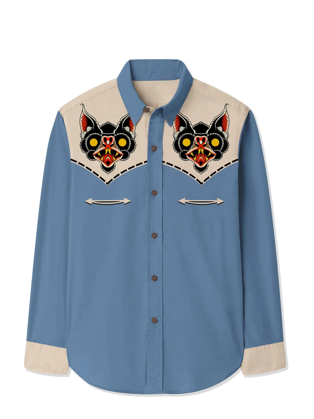 Retro Bat - 100% Cotton Long Sleeves Shirt