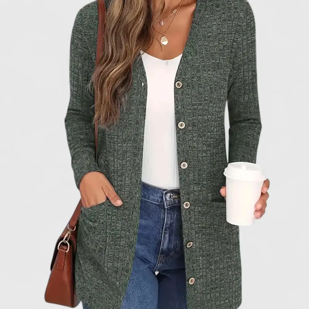 V-Neck Pocket Classic Cardigan