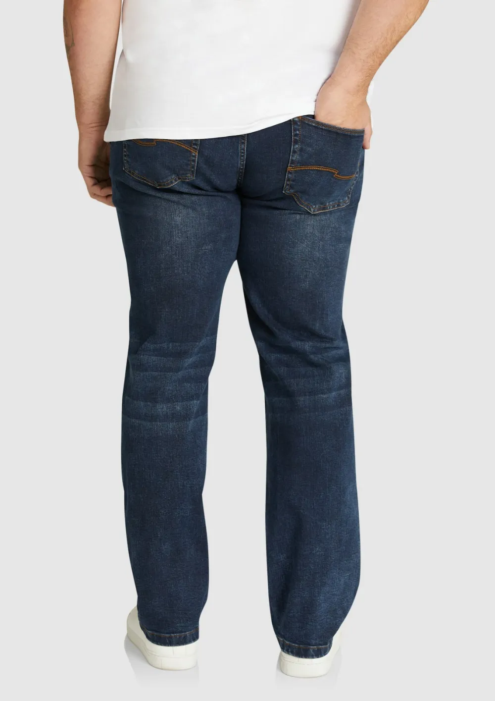 DARK BLUE STRAIGHT LEG JEANS WITH RELAXED FIT FOR DAILY CASUAL