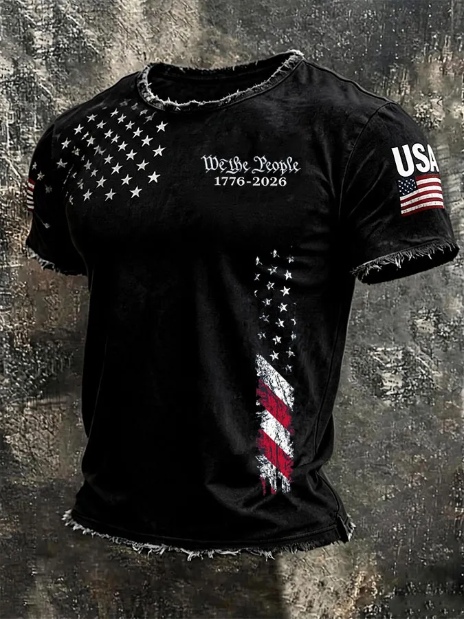 Men's American Flag Printed Casual T-shirt