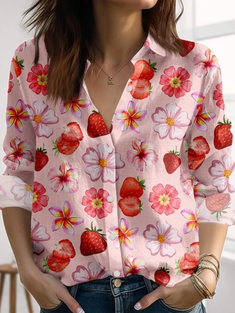 Sweet Strawberry Print Shirt