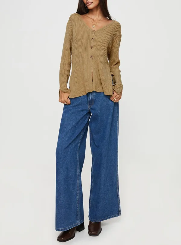 Knit Cardigan Beige Marle