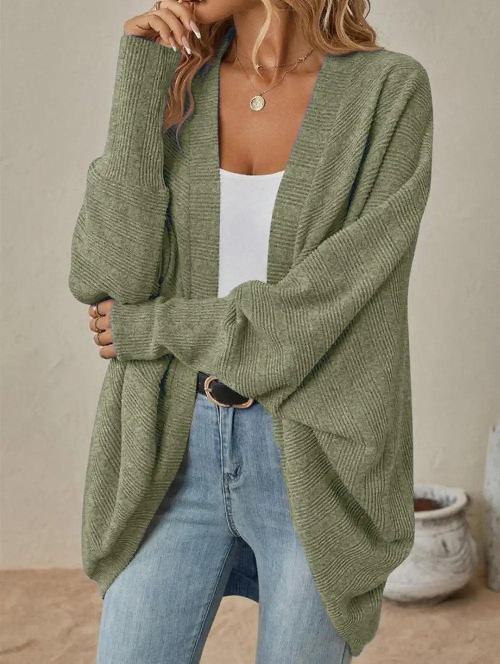 Mid Length Knitted Cardigan