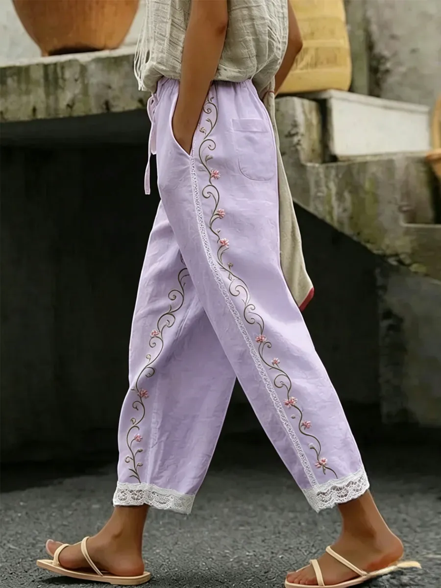 Women's Casual Floral Print Trousers
