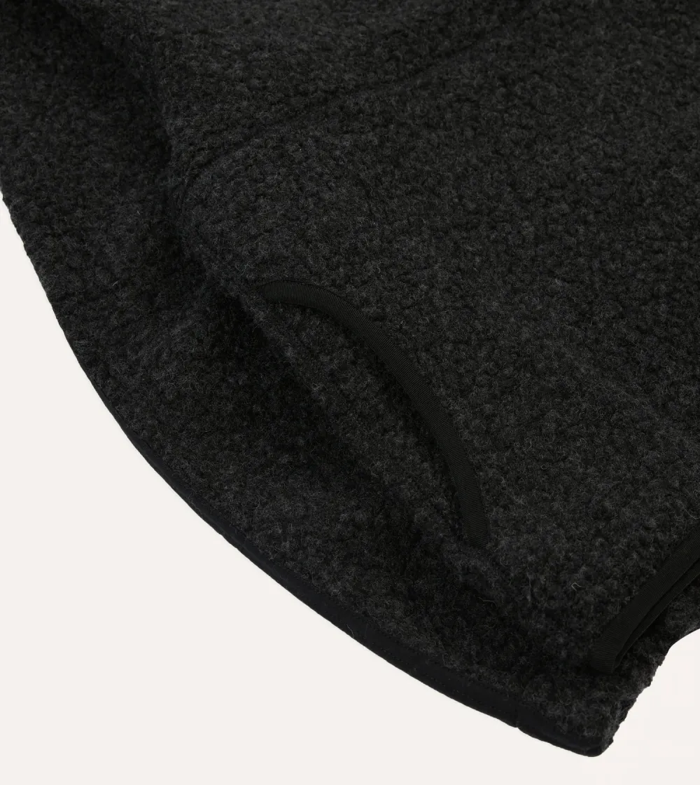 Casual Style Grey Boucle Wool Half-Zip Fleece Jackets