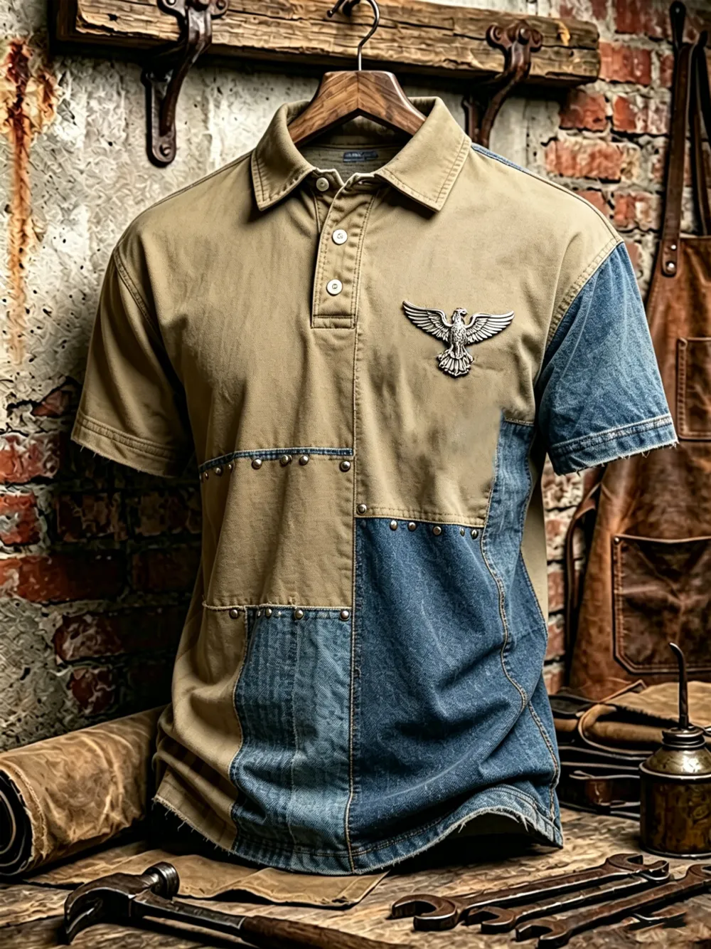 Men'S Casual 250Th Anniversary Celebration Of The Founding Of The United States, Patchwork, Contrasting Color Personalized Printed Polo Shirt