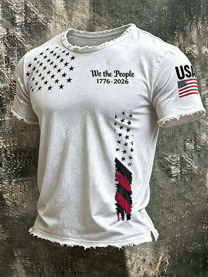 Men's American Flag Printed Casual T-shirt