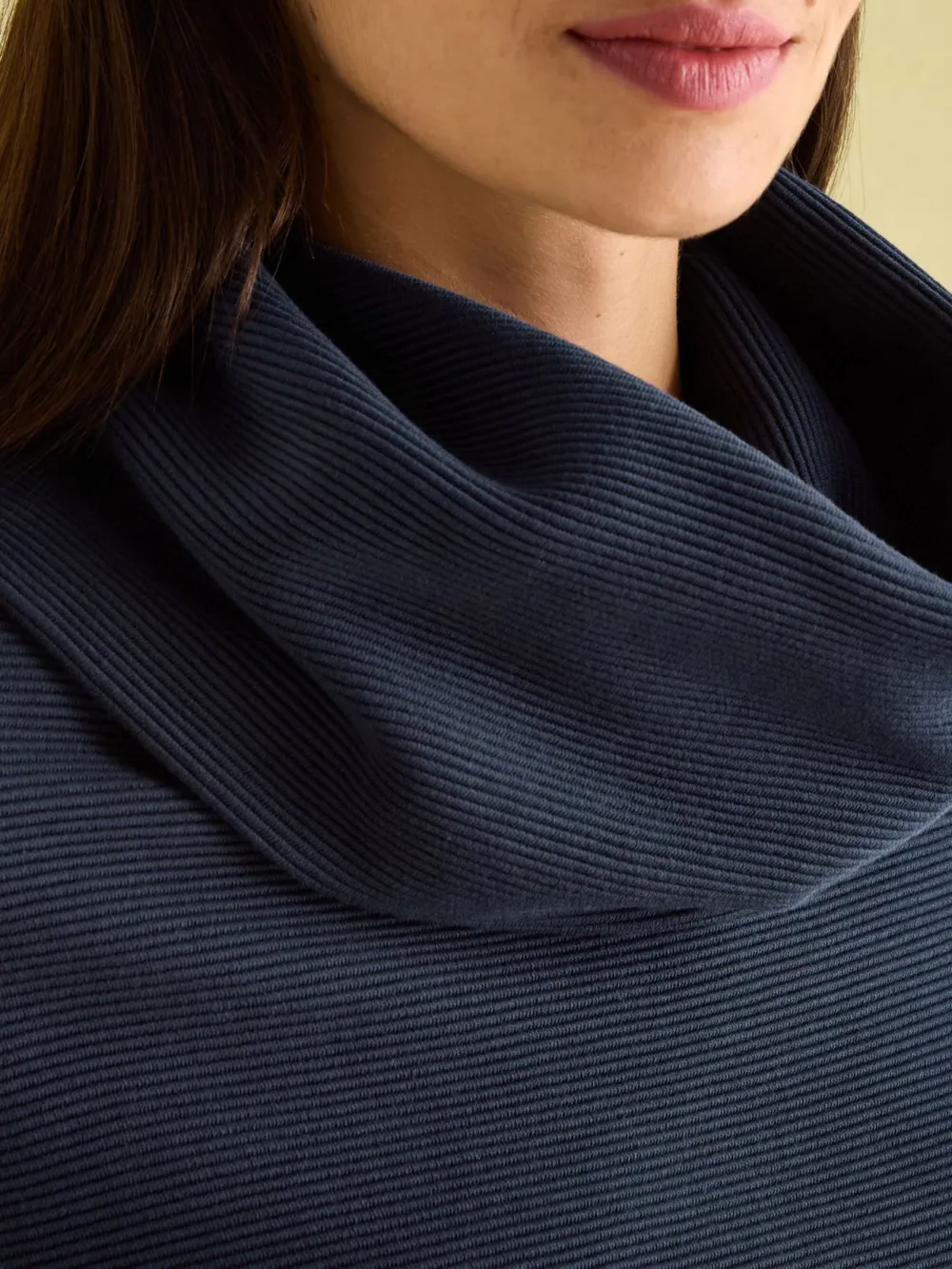 Adjustable Waist Navy Cowl Neck Sweatshirt