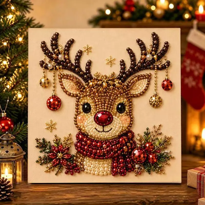 Frameless 3D DIY Beaded Christmas Pearl Diamond Painting