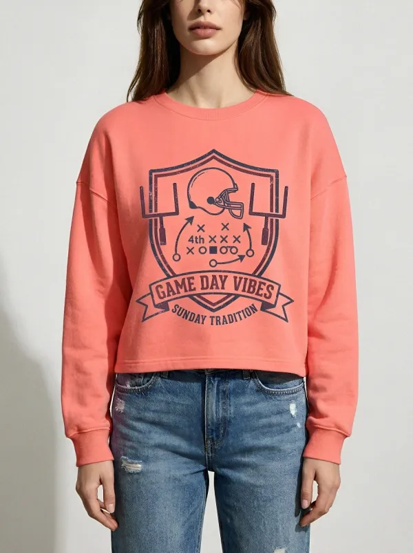 Classic Game Day Vibes Playbook Football Graphic Sweatshirt