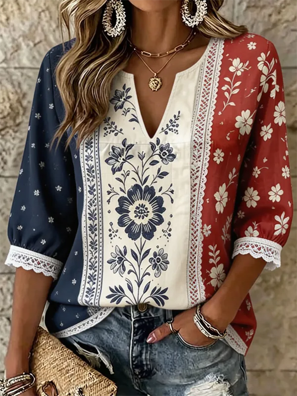 Women's Independence Day Anniversary Printed Casual Top