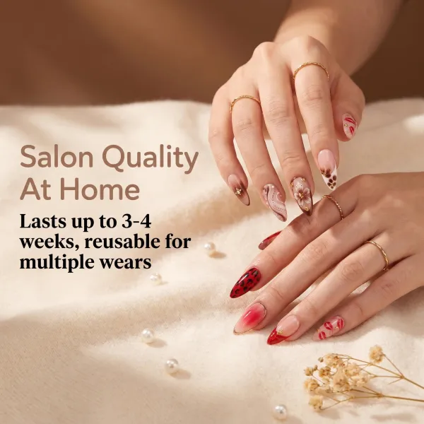 Nailhour 24Pcs Halloween Short Square Blood Amber Press On Nails