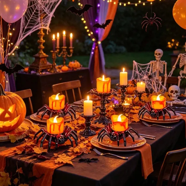 6Pcs Halloween Spider Shaped Tea Light Candles