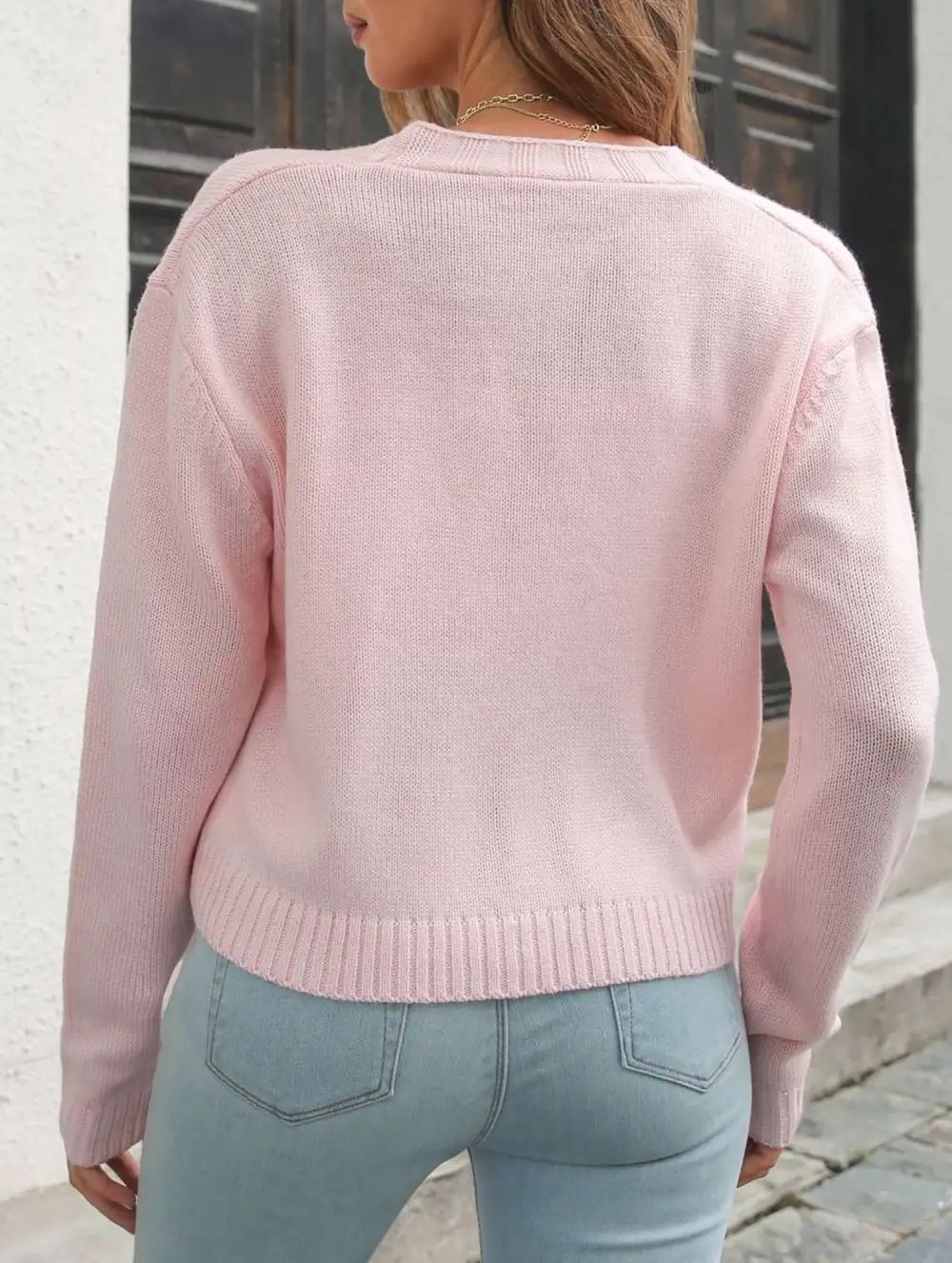 Floral Embroidery Cable Knit Loose Cardigan