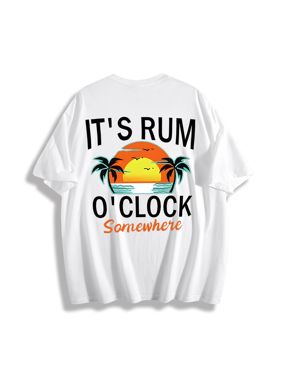 Rum Time Sunset Themed Graphic T-Shirt