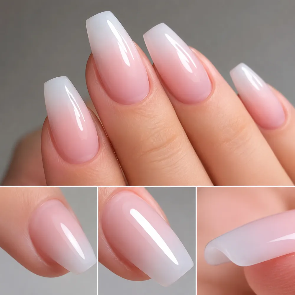 Nailhour Minimalist 24Pcs Daily Office Nude Gradient French Press On Nails