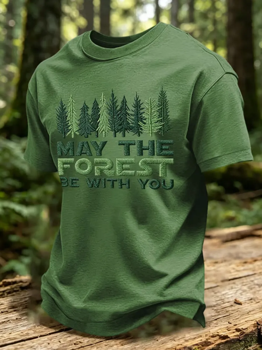 Men's May The Forest Be With You Printed Casual T-Shirt