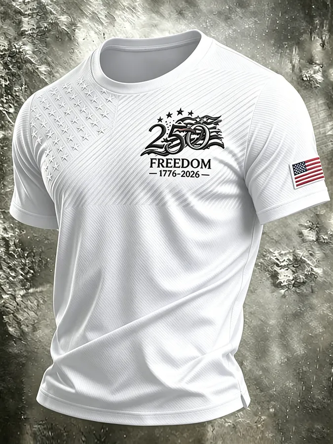 Men's Patriotic American Flag Print T-shirt