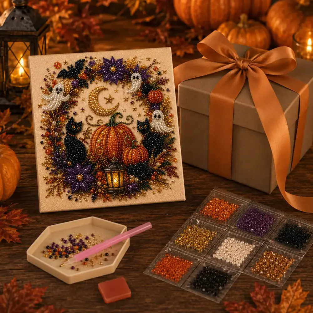 Halloween 5D Diamond Painting Kit: Beginner-Friendly Bead Art