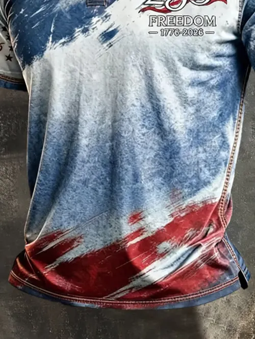 Men'S America Flag Print Casual Polo Shirt