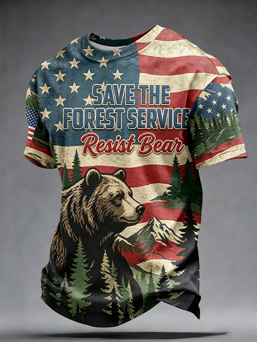 Men'S Protecting National Forest Parks Bear Print T-Shirt