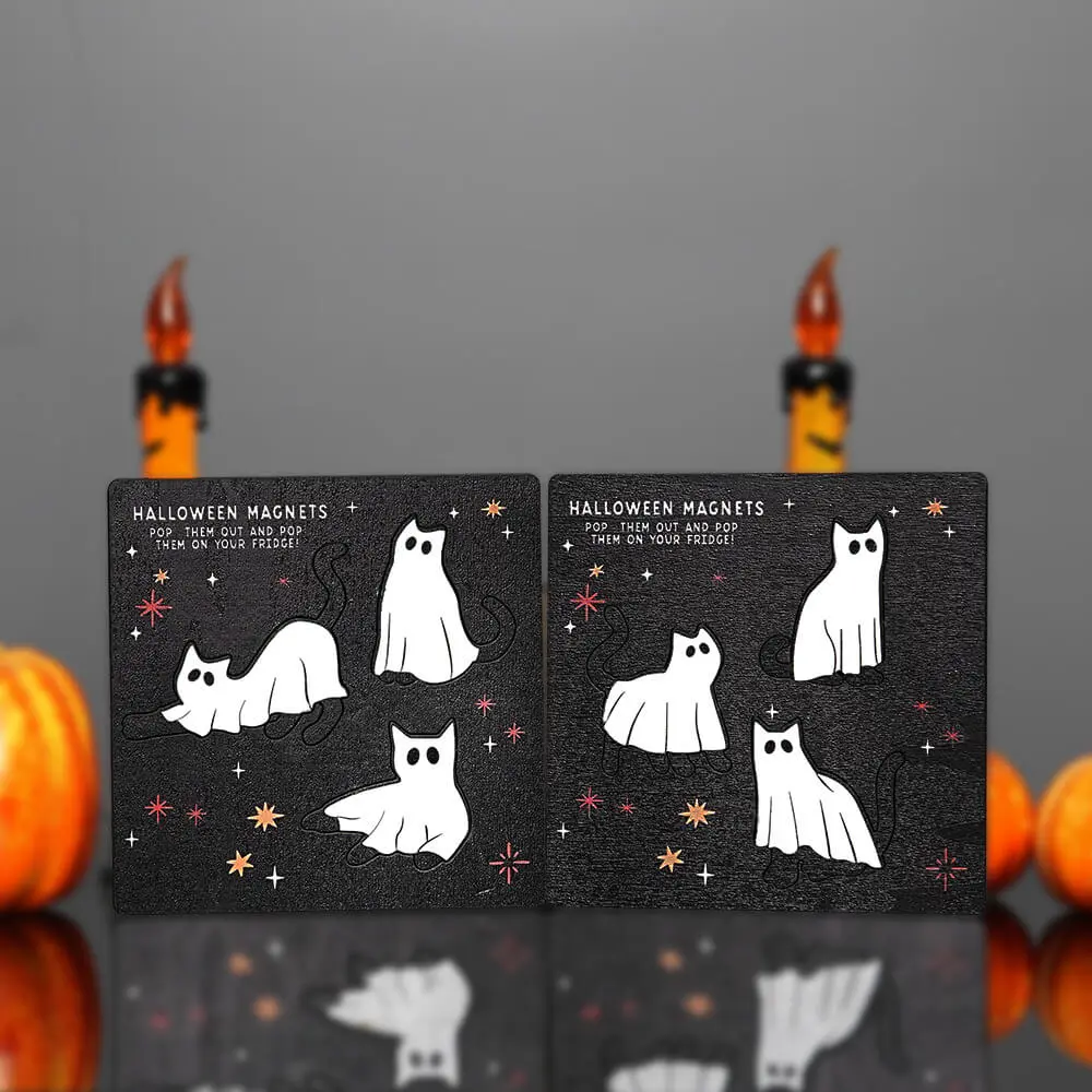 6 Pcs Ghost Wooden Magnetic Fridge Magnet