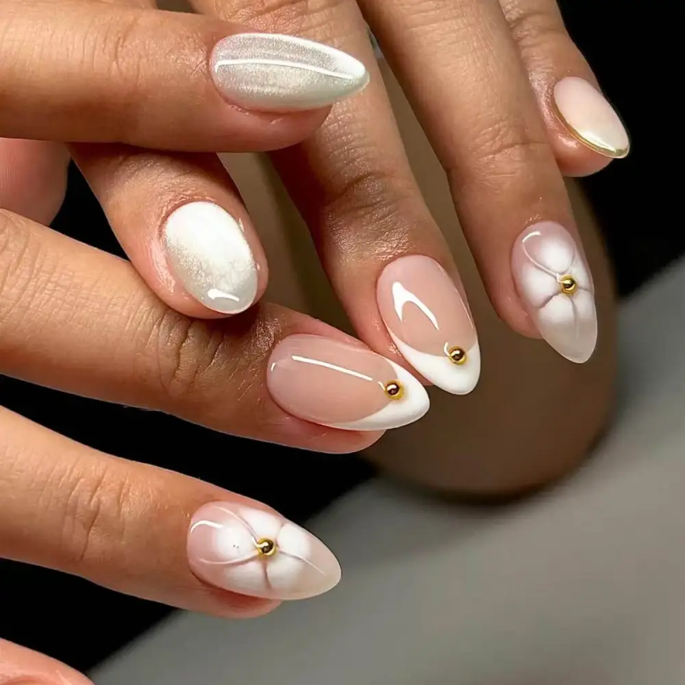 Nailhour 24Pcs Daily Short Oval Nude Cat Eye Press On Nails