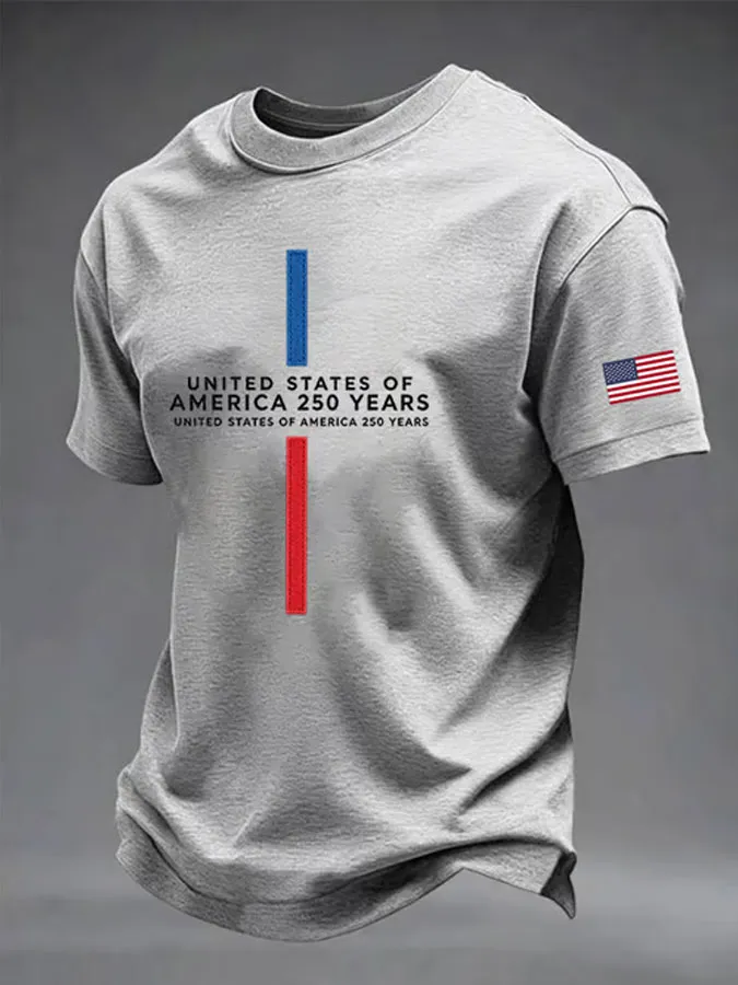 Men's Patriotic American Flag Print T-shirt