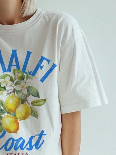 Three Lemons Print Short Sleeved T-Shirt