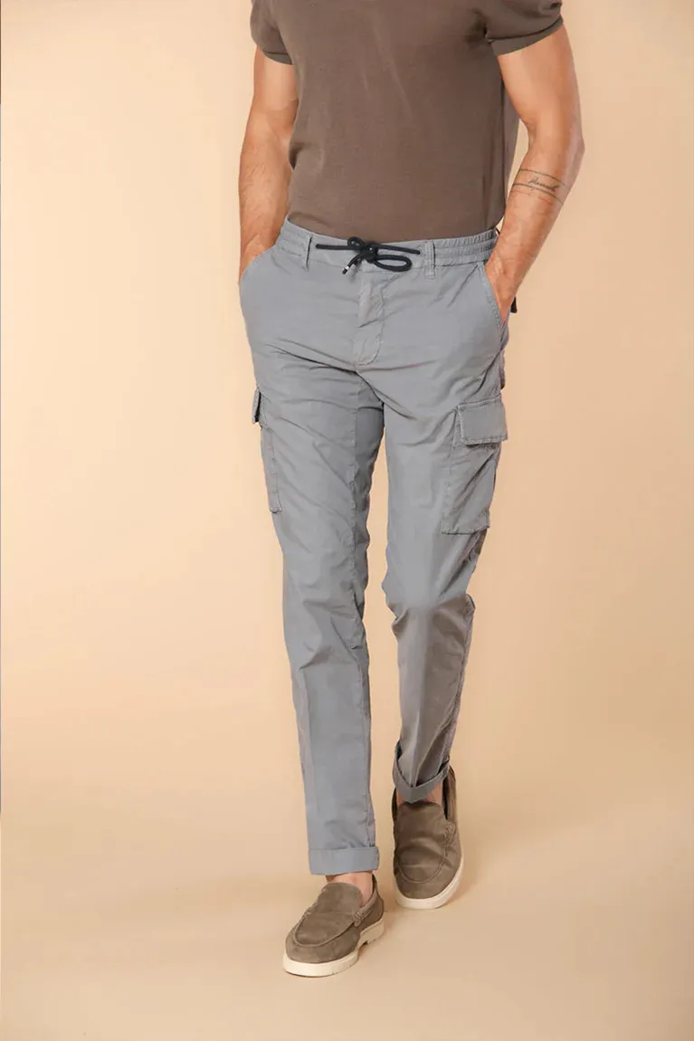 Men's Air Force Blue Slim Fit Parachute Fabric Cargo Pants with Large Pockets