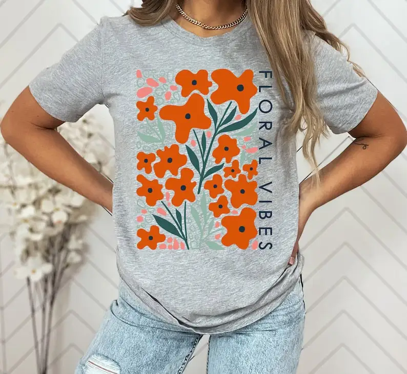 Bright Floral Vibes Print T-shirt