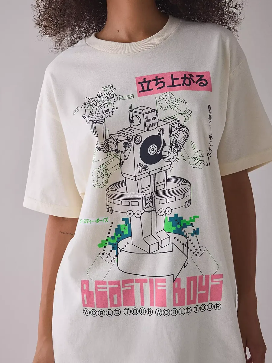 Loose T-Shirt With Robot Print For Women